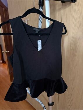 J. Crew Black V-Neck Peplum Tank